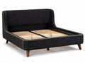 Fabric upholstered platform bed frame with wooden slats - 200 x 160 x 35cm