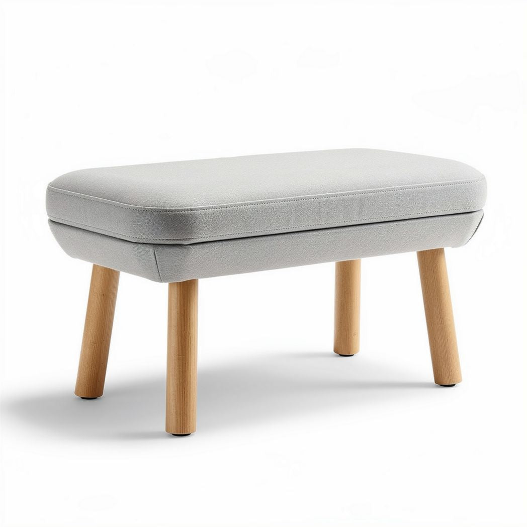 Fabric upholstered storage ottoman with wooden legs - 90 x 40 x 40cm