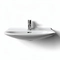 Ceramic wall-mounted sink with faucet - 55 x 40 x 15cm