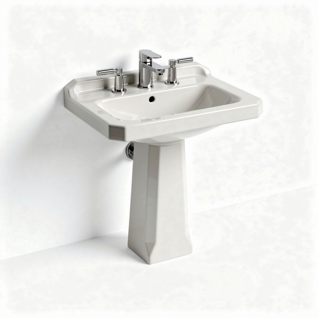 Ceramic pedestal sink with faucet - 60 x 45 x 15cm