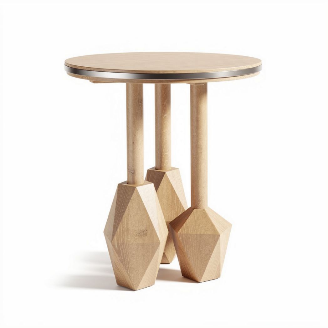 Textured wood accent table for living room - 40 x 40 x 50cm